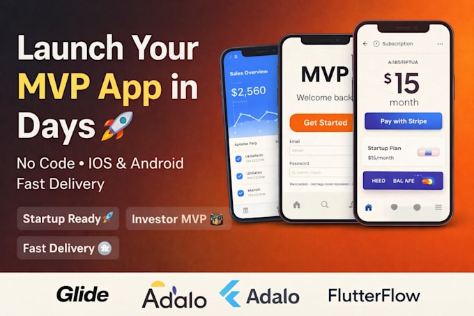 build mvp mobile app using glide airtable softr adalo expert, appsheet