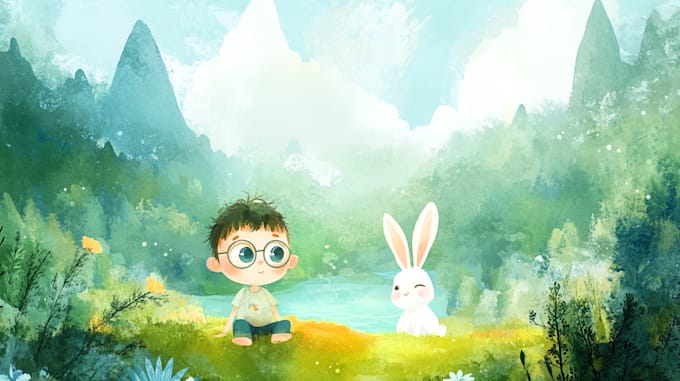 watercolor children storybook illustration