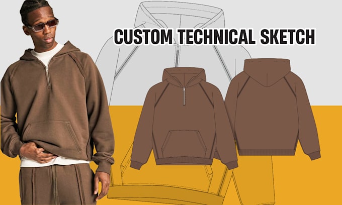 make technical sketch clothes and apparel for you