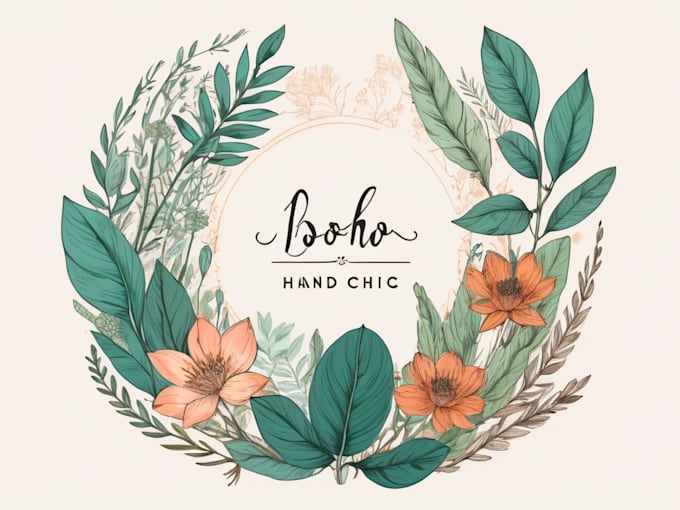 design boho chic hand drawn botanical logo