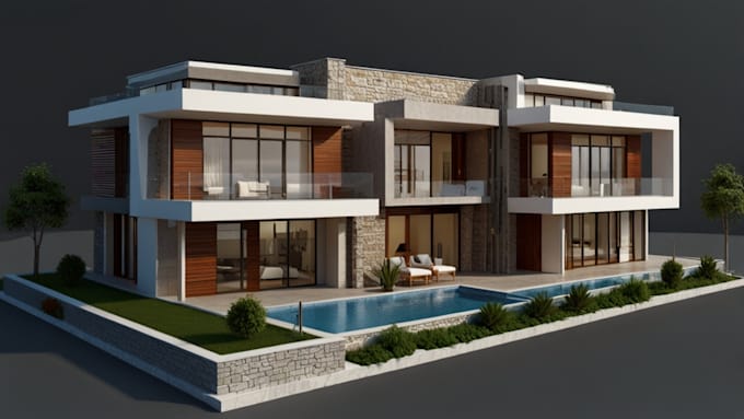 photorealistic architectural 3d rendering interior exterior design house design