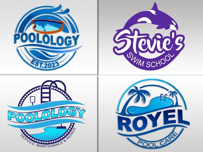 create swimming pool, pool cleaning logo design for you