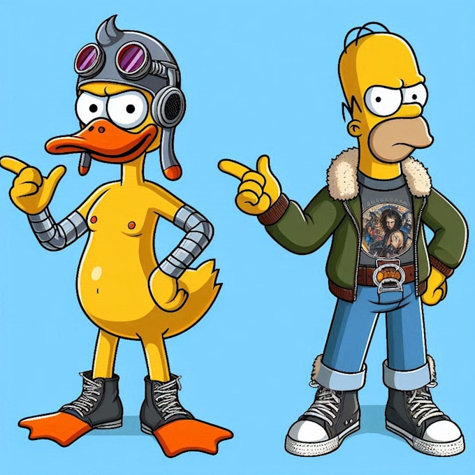make best yellow cartoon character like simpson style