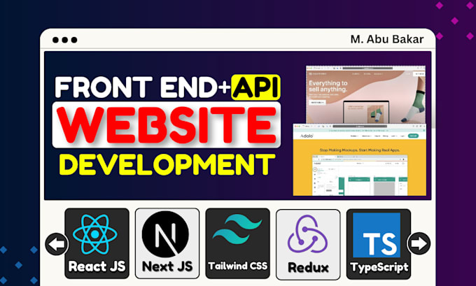 Be front end developer, react, next js front end web developer, api ...
