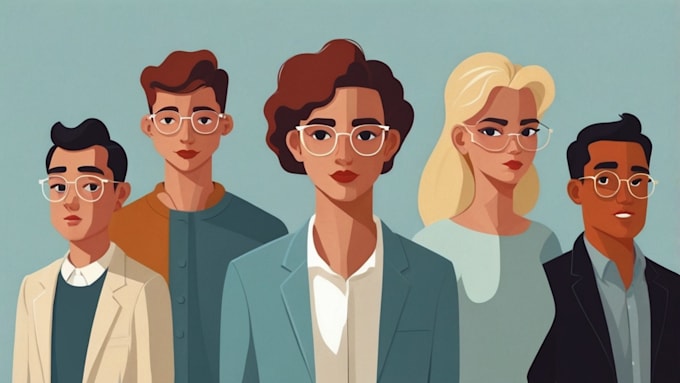 create flat vector minimalist character illustration