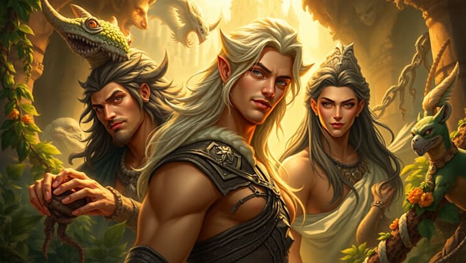 create fantasy character game concept for game or book