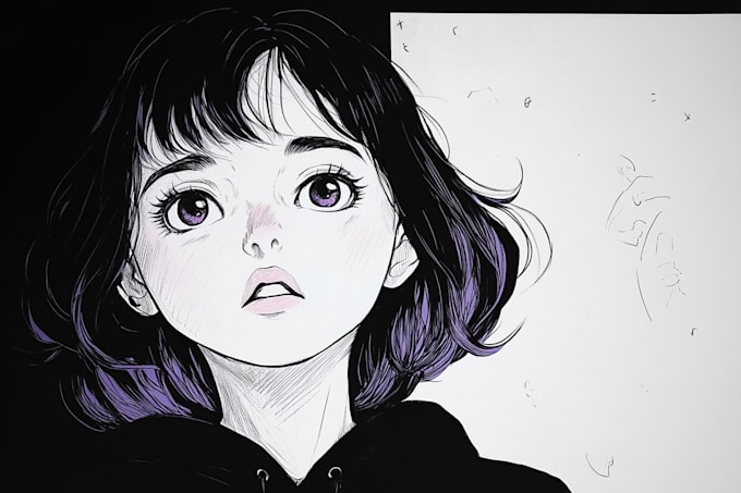 raw anime art and colored manga illustration