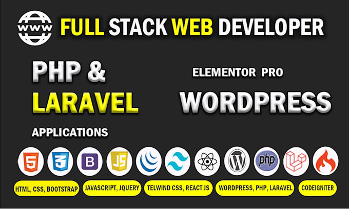 do website development as full stack web developer, front end, backend developer
