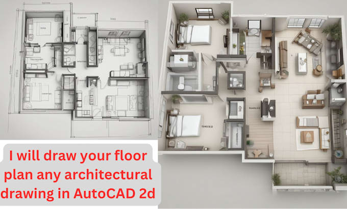 Draw your floor plan or any architectural drawing in autocad 2d by Engr ...
