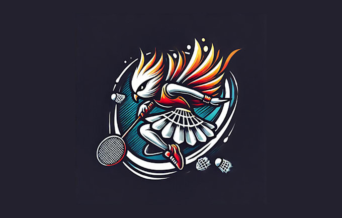 do awesome abstract badminton mascot logo with free vector file