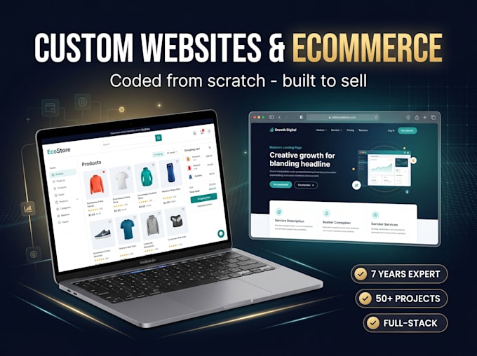 develop a custom coded website or ecommerce store with react