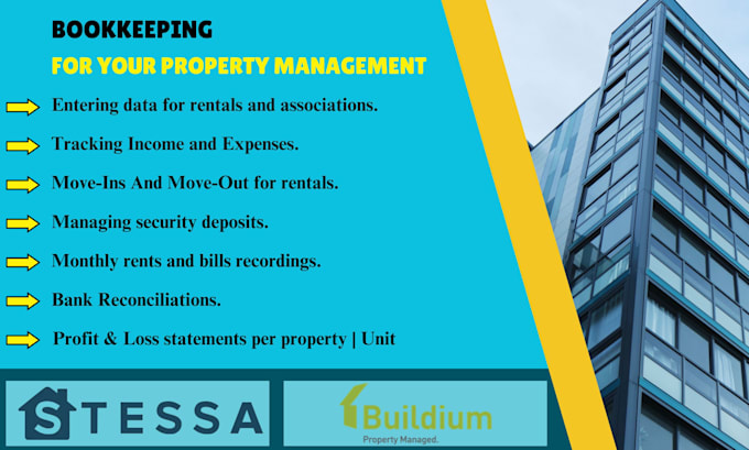 do accounting bookkeeping for property management using stessa and buildium