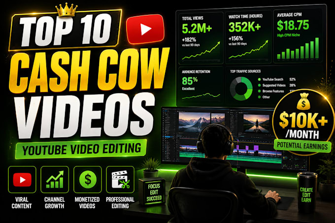 edit top 10 faceless cashcow videos for youtube