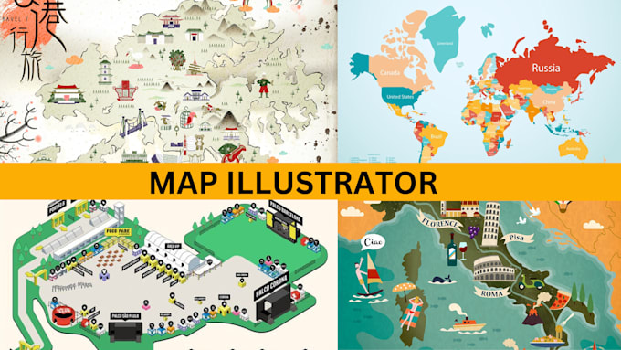 Design vector map illustration event map, site map with adobe ...