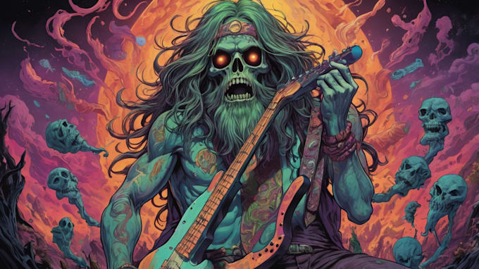 draw stoner rock, heavy metal, psychedelic art