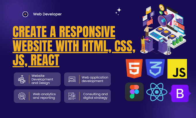 Create a responsive website with html, css, js, react by Alex19alex19 ...