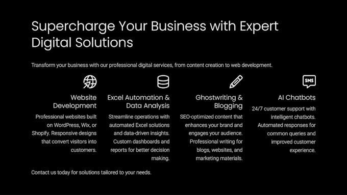 provide website development, excel specialist