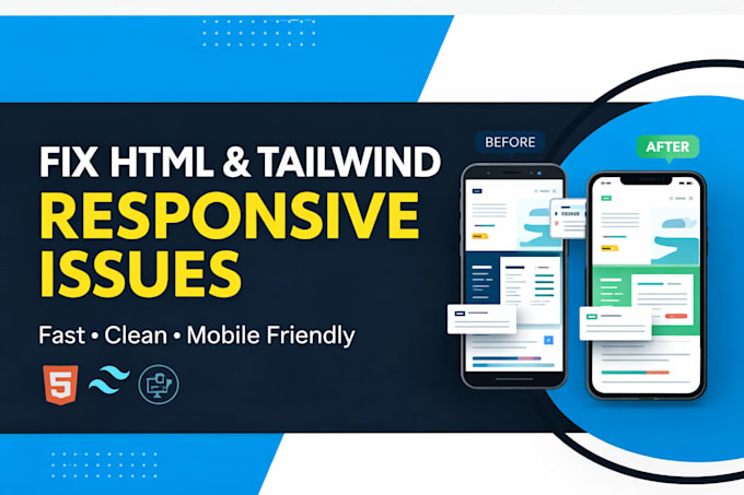 Fix html tailwind css responsive issues fast by Mateen_frontend | Fiverr