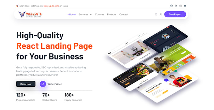 Develop a high converting react landing page with tailwind css by ...