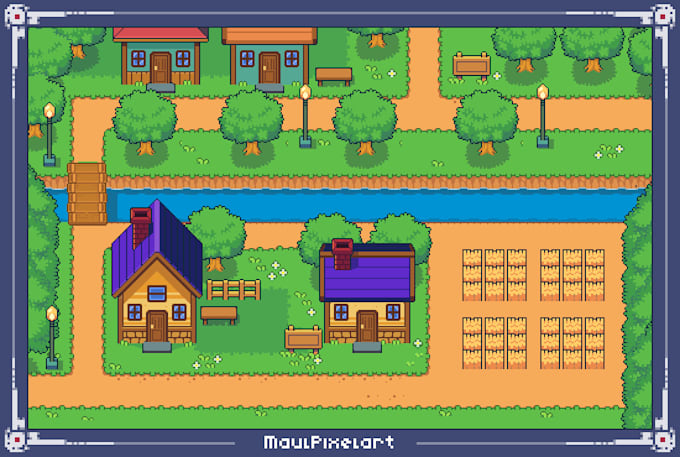 pixel art house and building designs