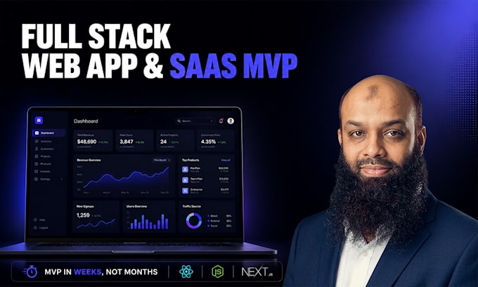 develop a full stack web app and saas mvp with react node nextjs