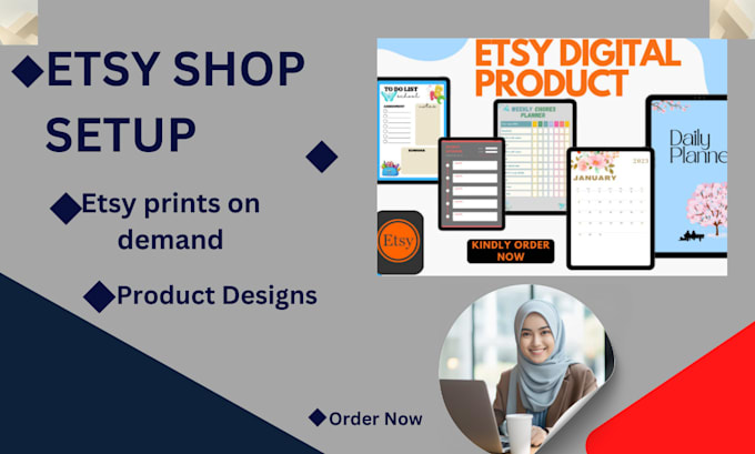 design etsy digital products and create etsy shop setup