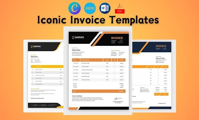 custom xero invoice design in canva, editable templates, branded stationery xero