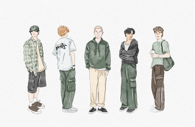 create portrait with simple watercolor illustration style