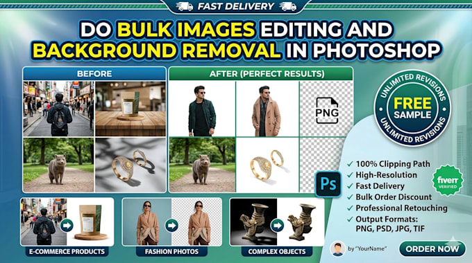 do bulk images editing and background removal in photoshop