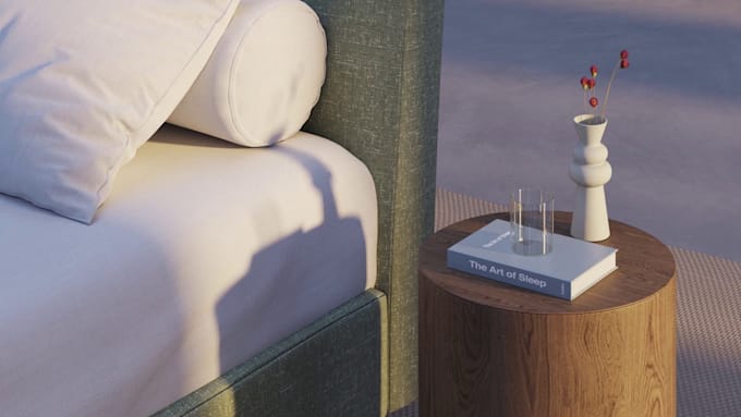 create high end 3d mattress animation and photorealistic cgi product video