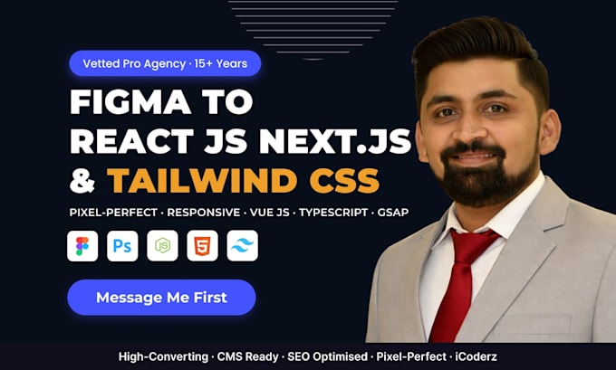 convert figma to reactjs or nextjs website with tailwind CSS