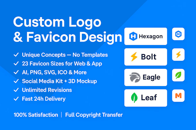 create a logo for your brand with website favicon and modern icon design