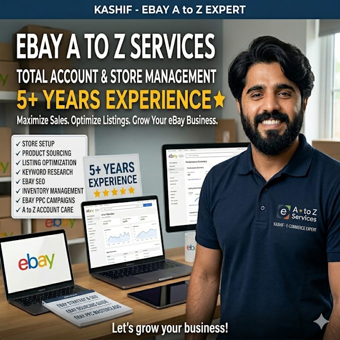 set up an ebay store, listing, dropshipping, customer support, a to z services