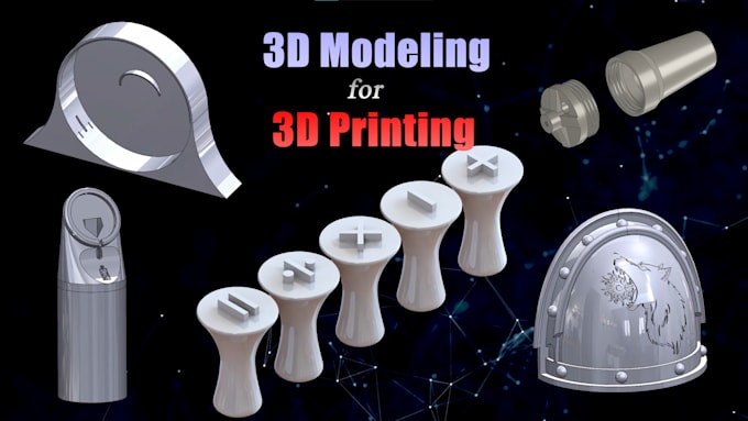 create custom 2d cad drawing, 3d printing files stl, 3mf, obj