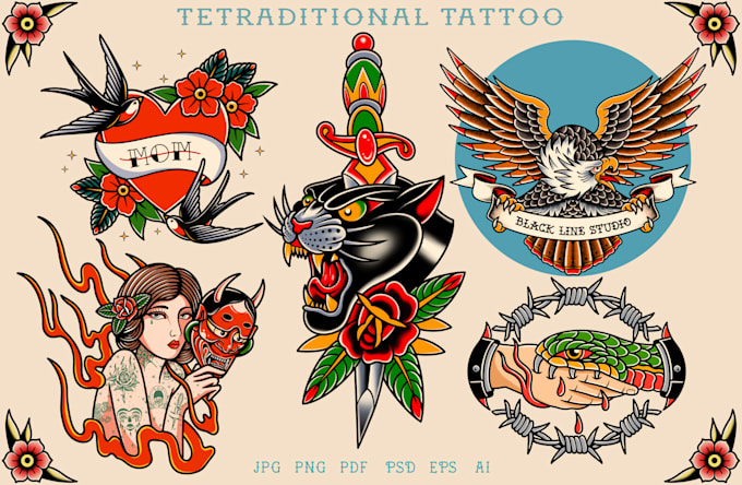 create old school or traditional tattoo style design