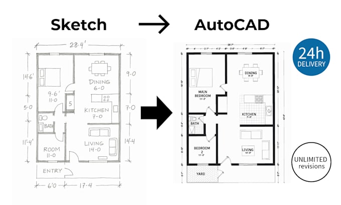 draw,redraw 2d architectural floor plans in autocad