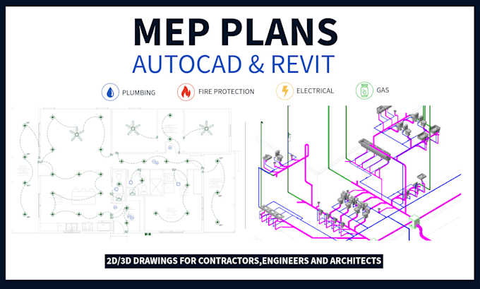 design mep plumbing,electrical, in autocad or revit