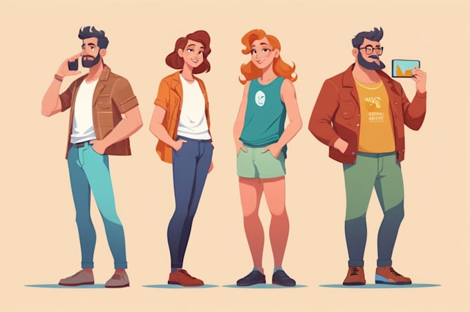 flat vector character design for anything