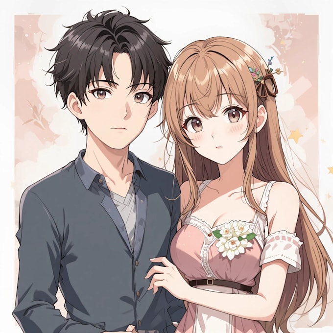 make a anime couple character art anime style