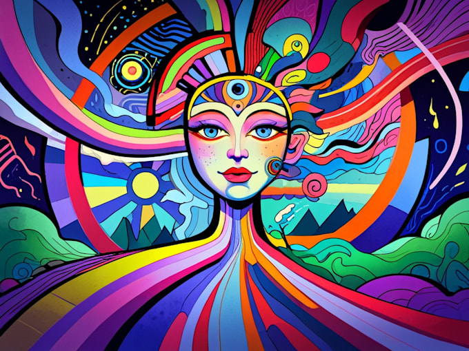 create magical abstract art, psychedelic, surrealism, cubism