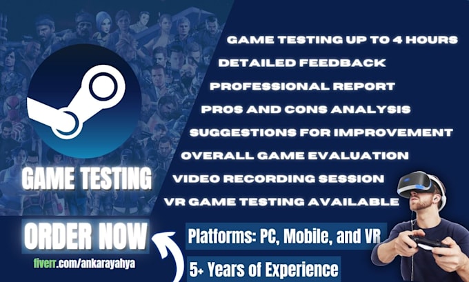 test and review your game on steam or any platform