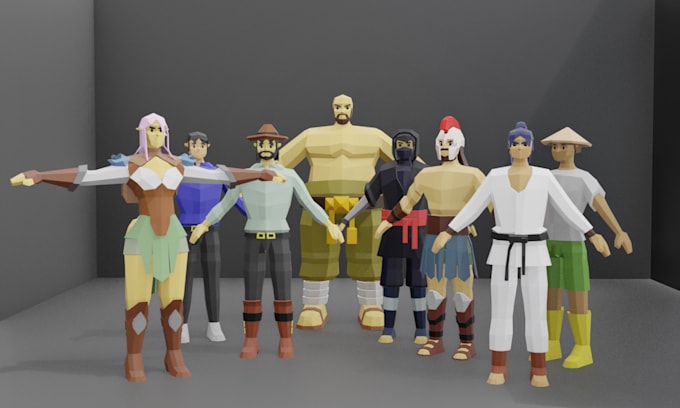 create 3d low poly character for your game or project