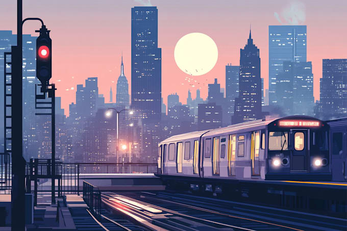 draw a flat vector landscape illustration