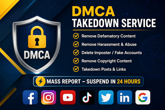 remove copyright takedown harassing mass reports facebook instagram youtube dmca