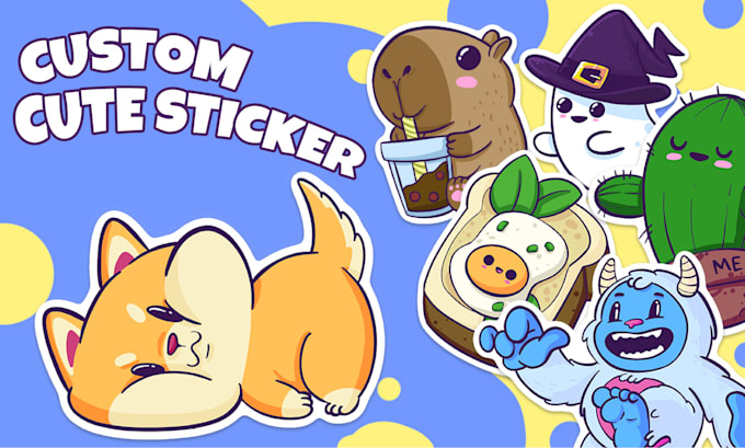 draw custom cute kawaii stickers for print and digital use