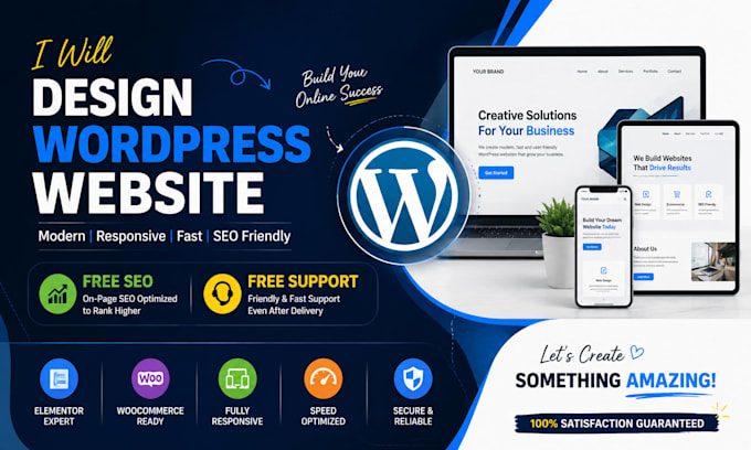design wordpress website with free SEO and support