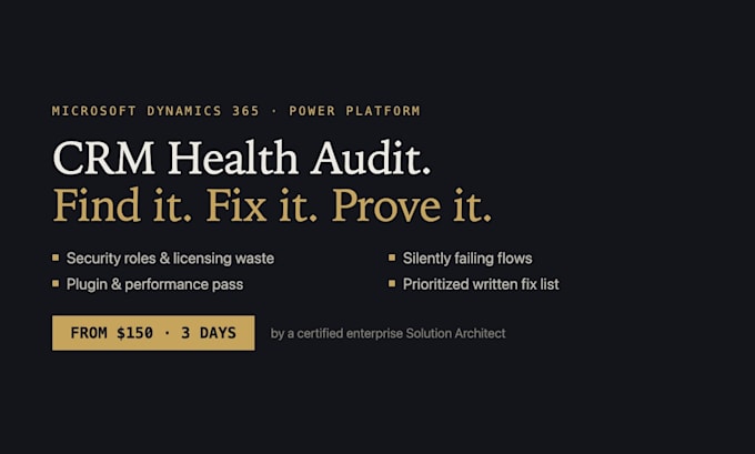 audit, fix and optimize your microsoft dynamics 365 CRM