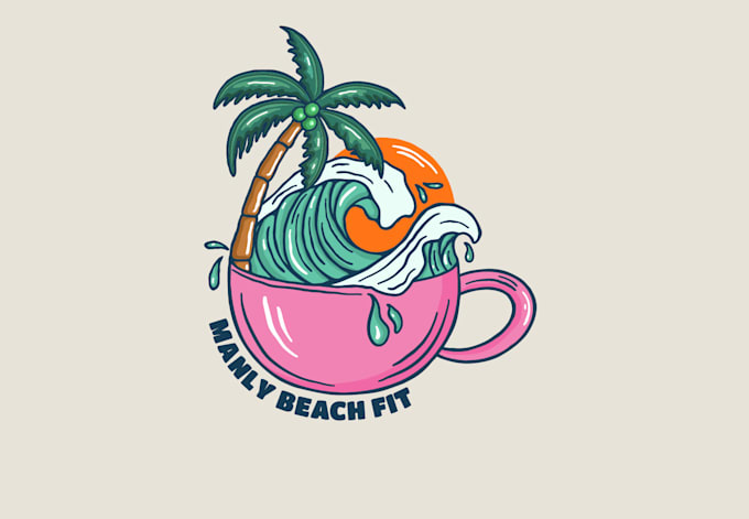 design wonderful beach fit logo