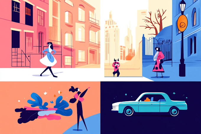 draw vectorised, modern, flat illustrations