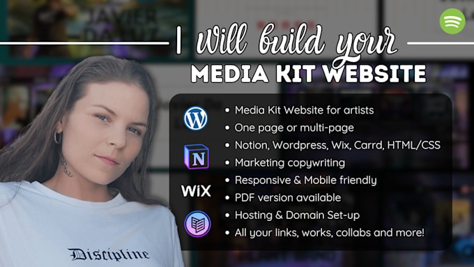 build a modern and responsive media kit website for artists